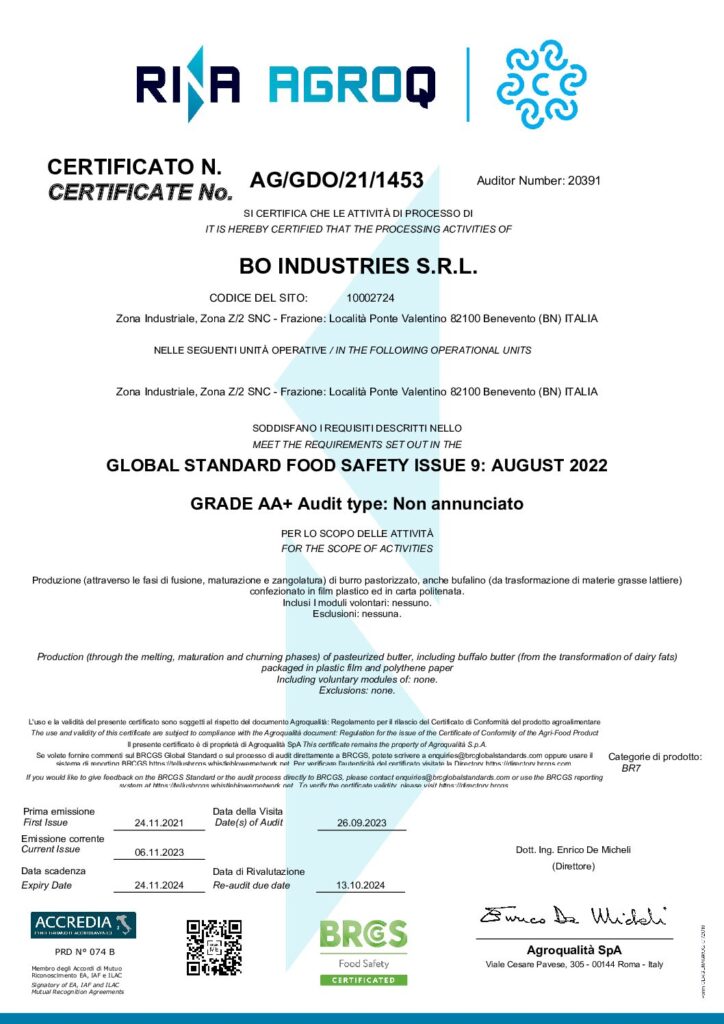 Certificato BRC (24 11 2024)