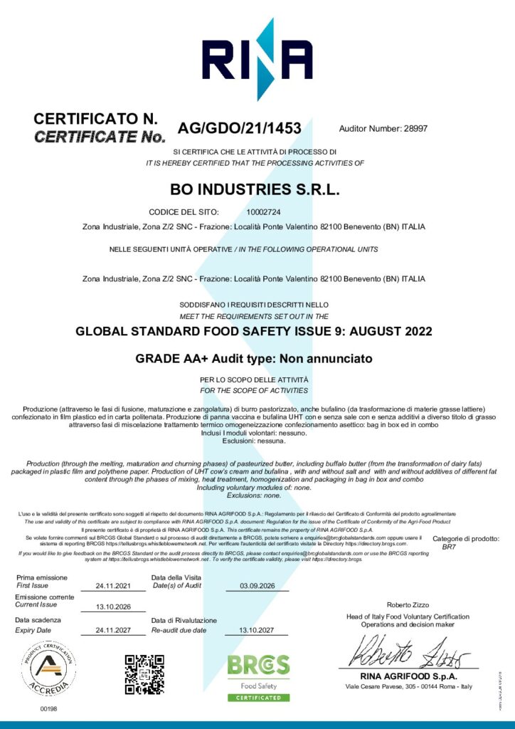 BO INDUSTRIES – BRC 2027